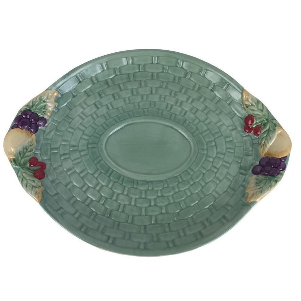 Pfaltzgraff‎ Jamberry Sculpted Serving Platter Tray Basket Weave Design 15x11